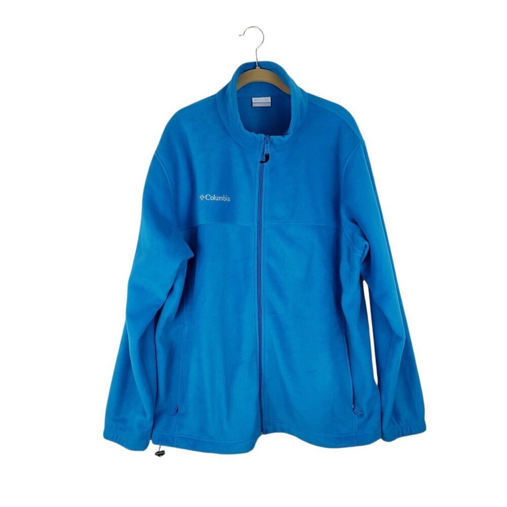 Columbia Full Zip Fleece Jacket Cyan Blue Soft Mock Neck Mens Large Columbia M